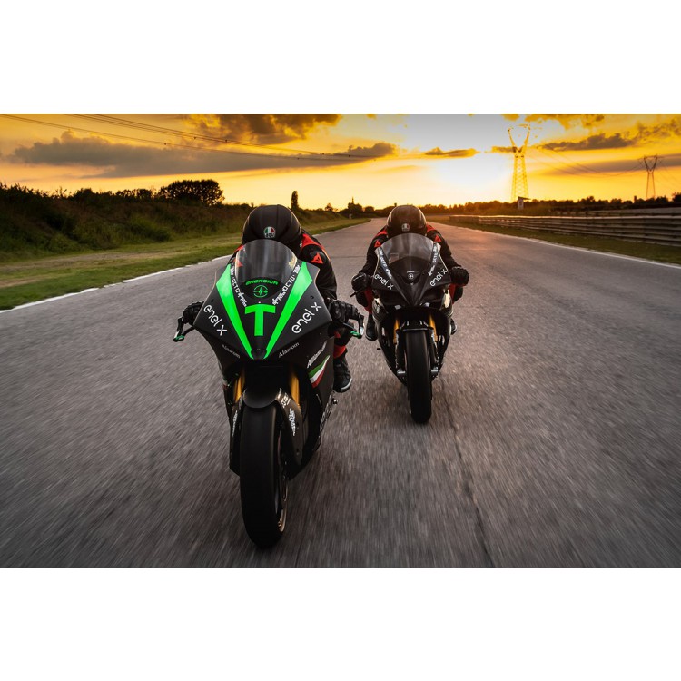 2 riders racing energica EGO+ RS electric motorcycles